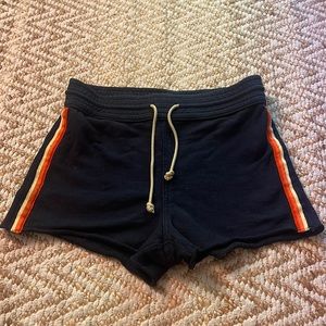 Mother gym drawstring side stripe navy shorts pants